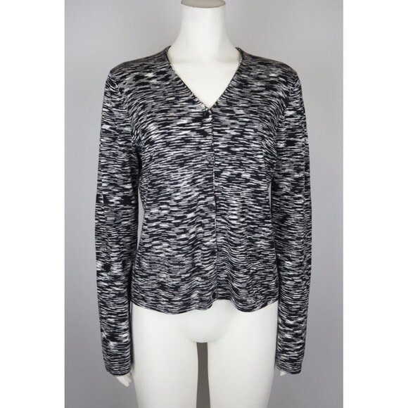 JONES NEW YORK - WOMEN'S BLACK & WHITE CARDIGAN SWEATER - SIZE PM - Picture 1 of 6